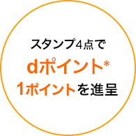 スタンプ4点でdポイント1ポイントを進呈